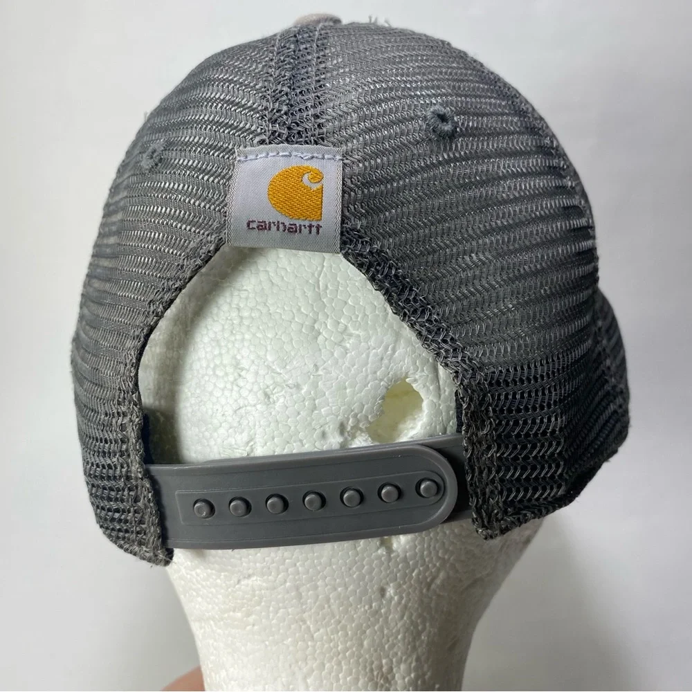 Carhartt Canvas Gray Mesh-Back Trucker Style Embroidered Logo Snapback - Unisex
